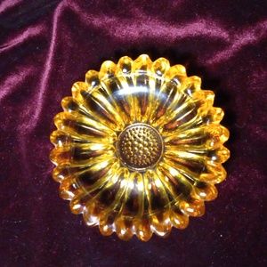 Vintage Hazel Atlas Sunflower Glass Trinket Dish